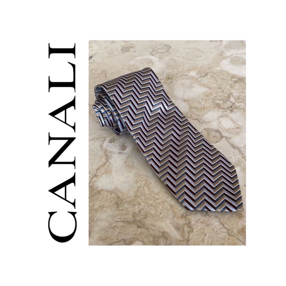 Canali 100% Silk Geometric Pattern Tie Made in Italy